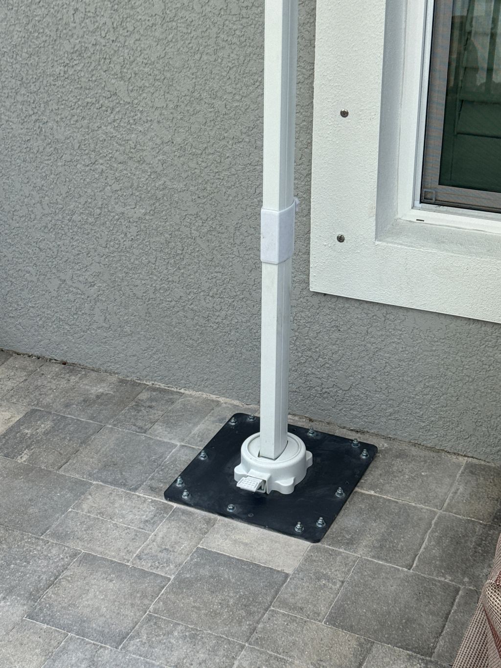 Umbrella Installation into concrete footer over pa