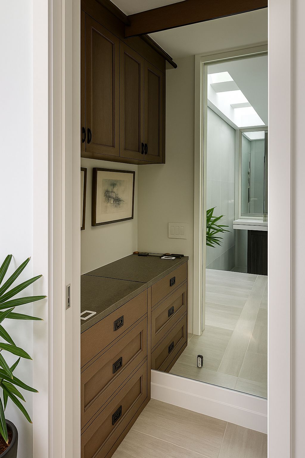 Custom mirror install to open up a narrow space—br