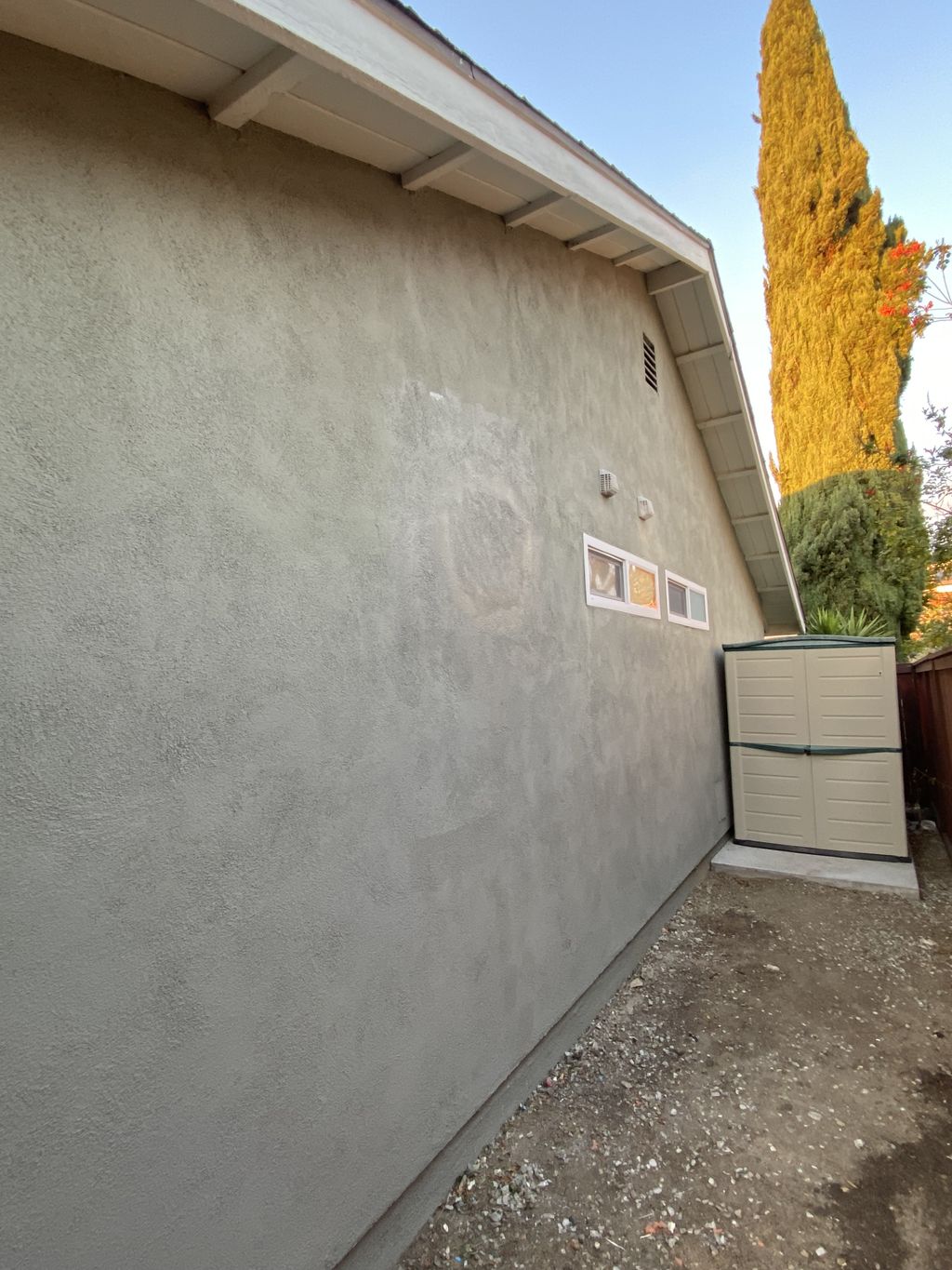 AC removal stucco patch.