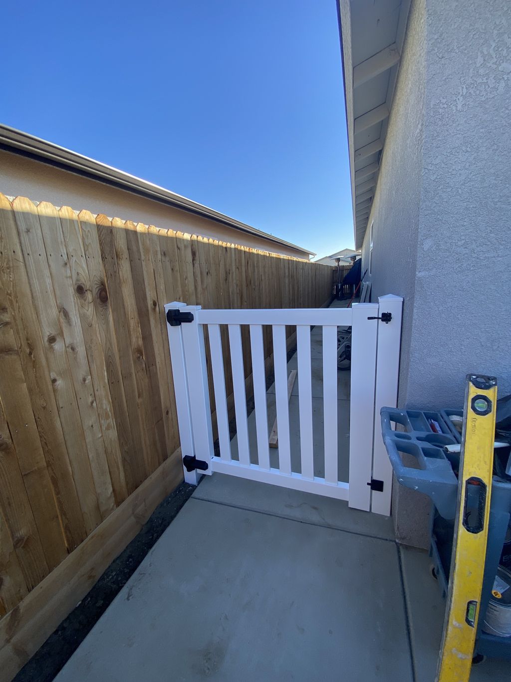 Dog gate installation. 