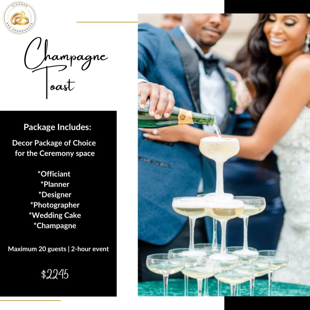 Champagne Toast Complete Wedding Package $2245