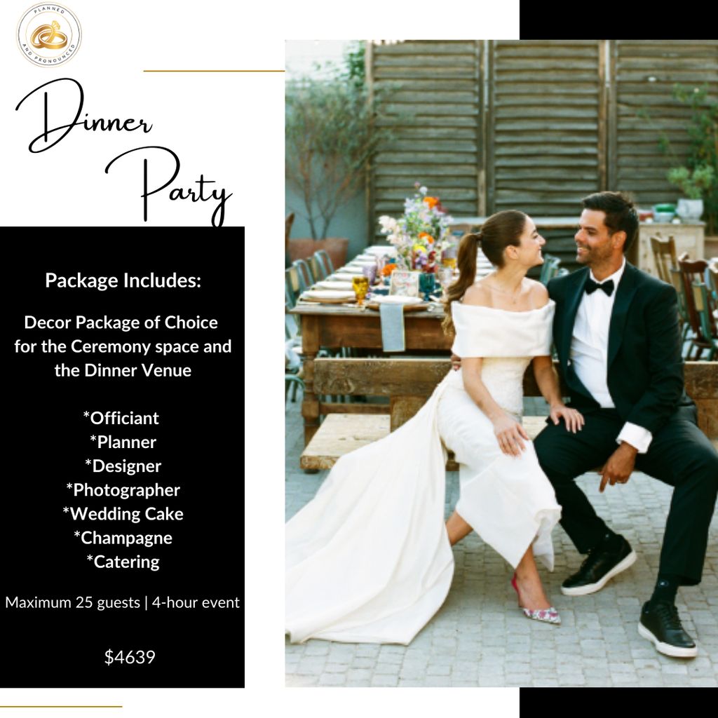 Brunch/Dinner Party Complete Wedding Package - $46
