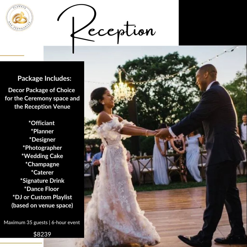 Micro Reception Complete Wedding Package - $8239