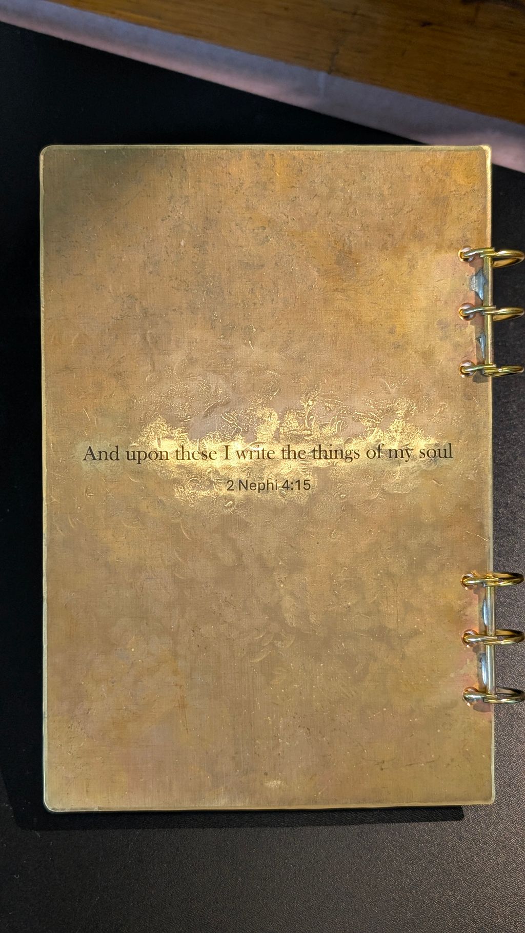 Custom-made brass notebook (back cover)