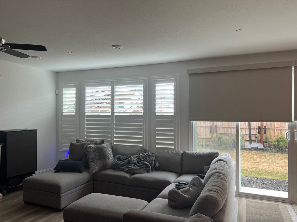 Composite shutters and motorized roller shades