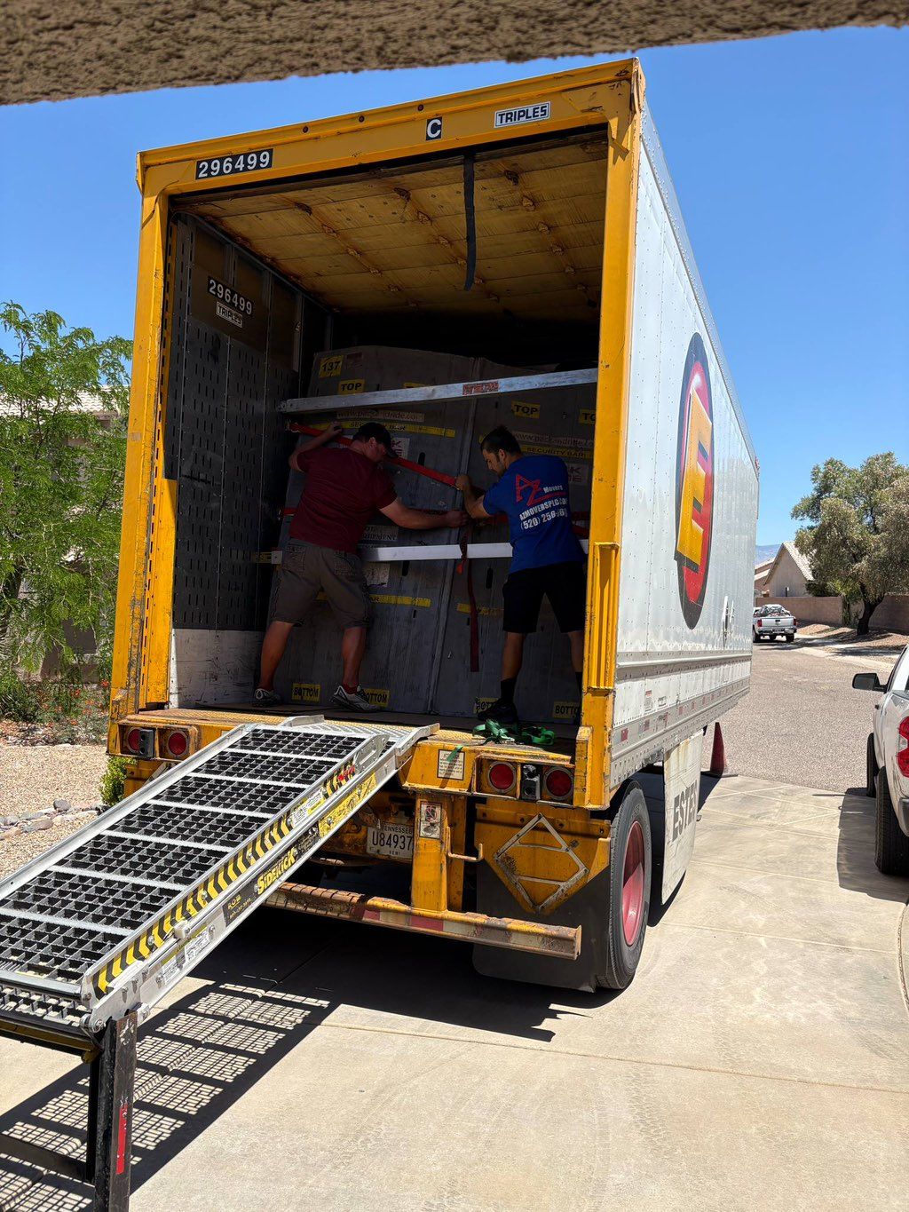 28 ft UPACK trailer loaded and secured.