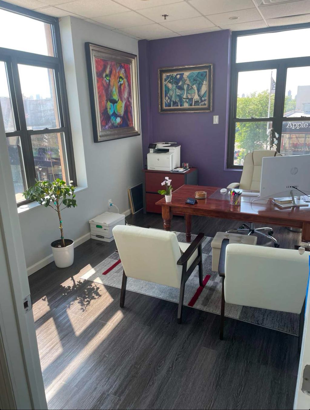 Bright, modern office at Vasiliou Law in Astoria, 