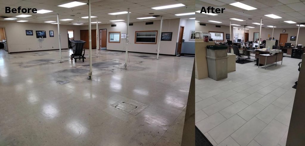 Commercial tile before and after