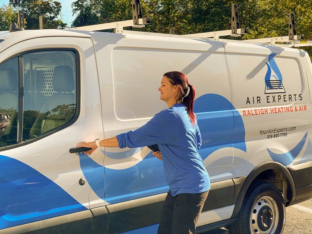 One of our techs on her way to install a system.