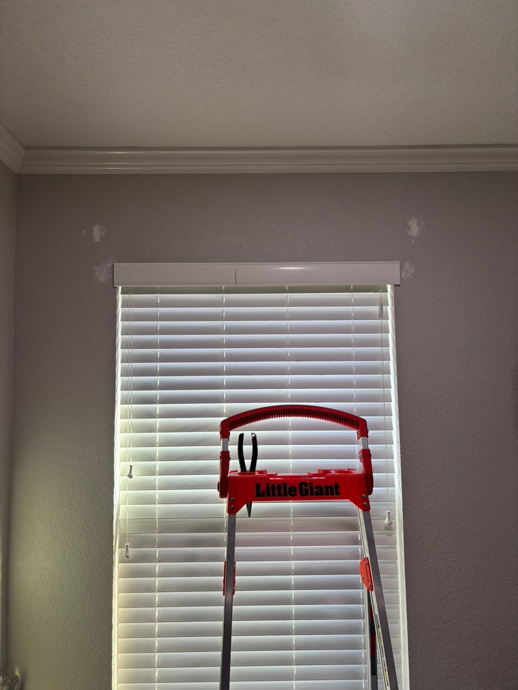 Patched previous curtain holes 