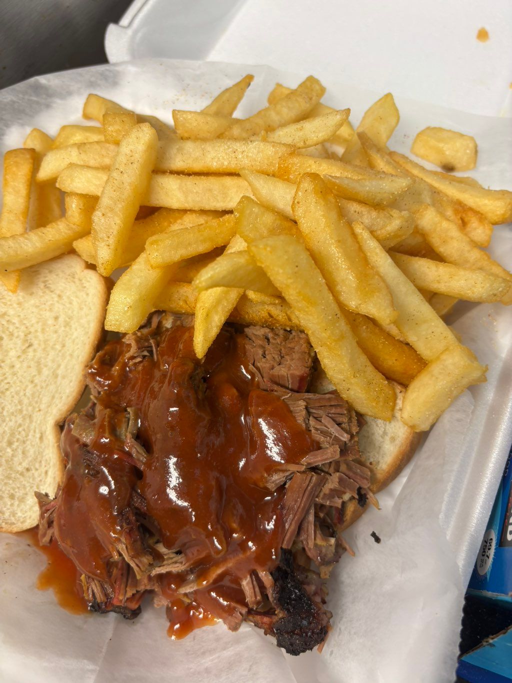 food truck menu: brisket sandwich with a side of f