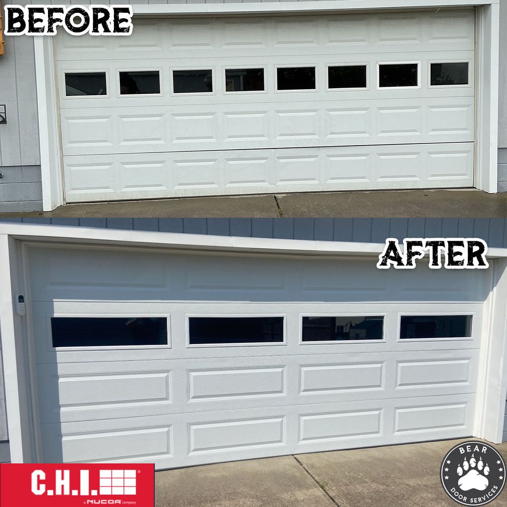 16' Clopay Short Panel Before. 16' CHI Long Panel 