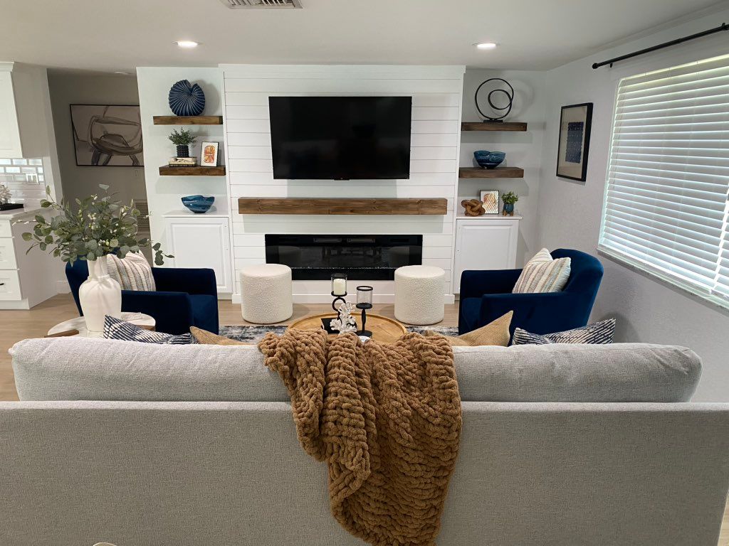 Interior design with custom built media wall with 