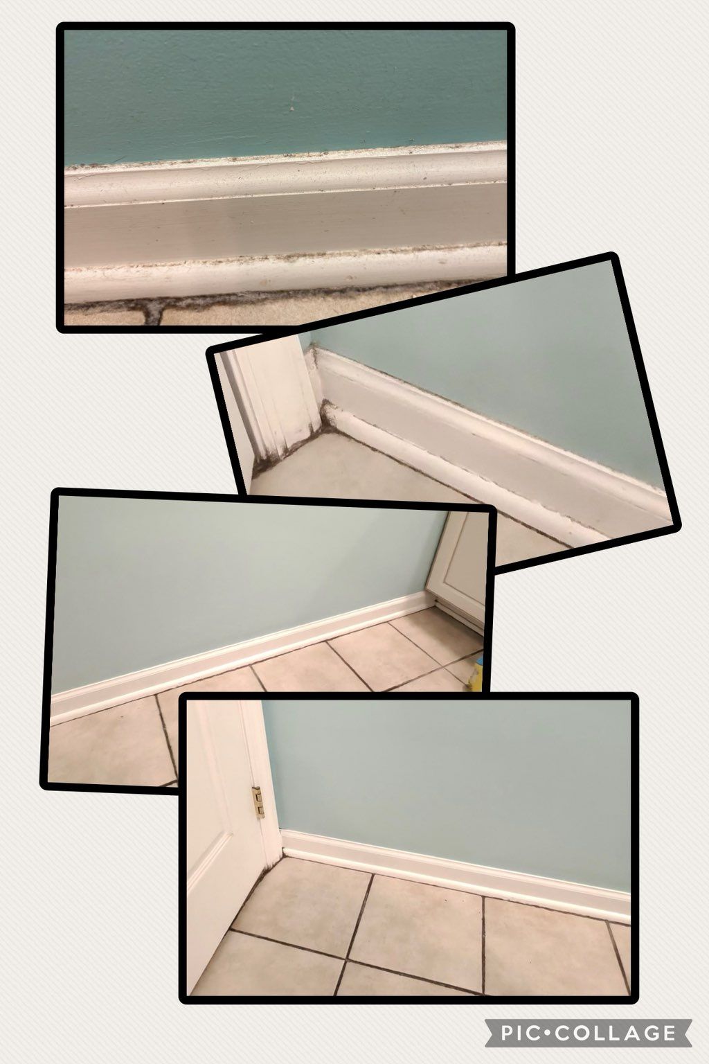 Baseboard scrubbing before & after