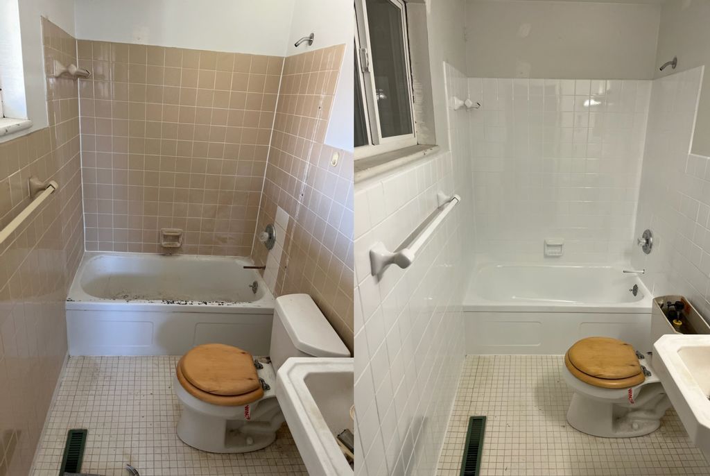Bathtub and Wall Tile Reglazing Before/After