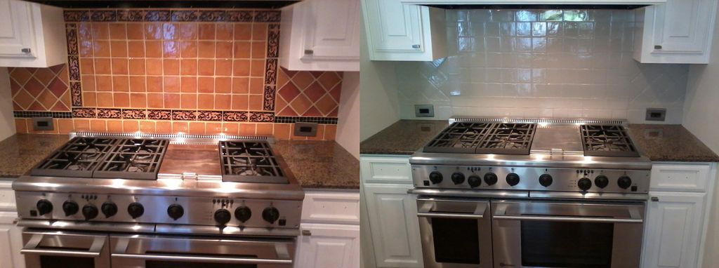 Kitchen Backsplash Reglazing Before/After