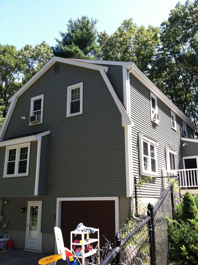 Vinyl siding, aluminum trim, and gutters