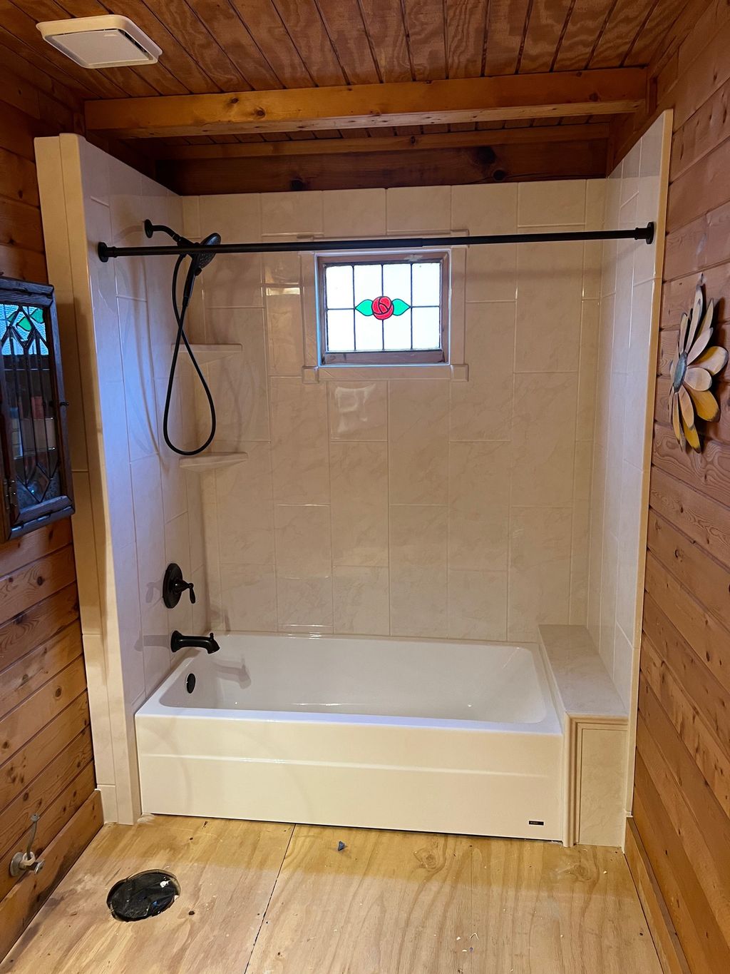 new kohler pre fab tub and surround installed