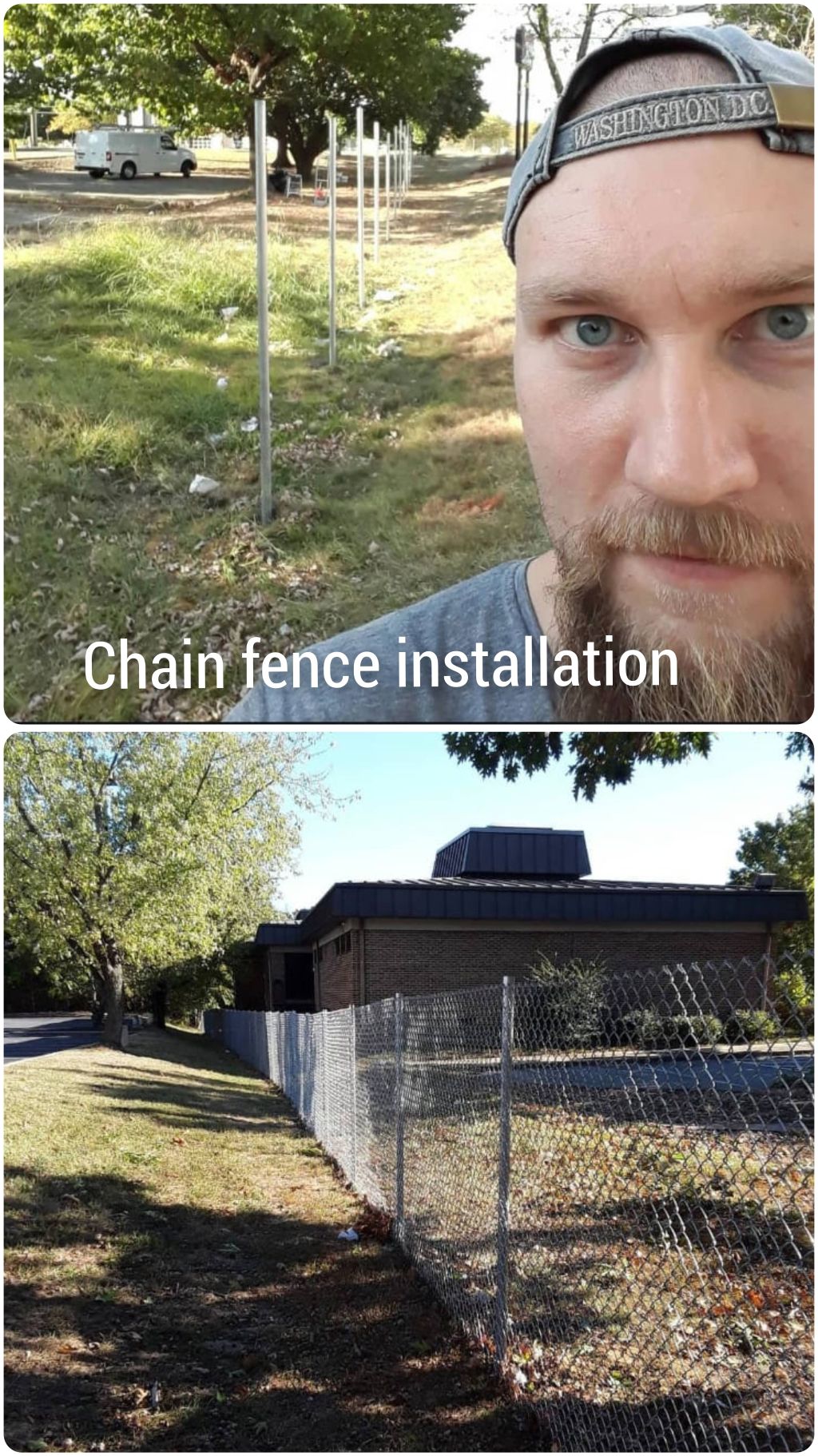 Metal chain fence installation