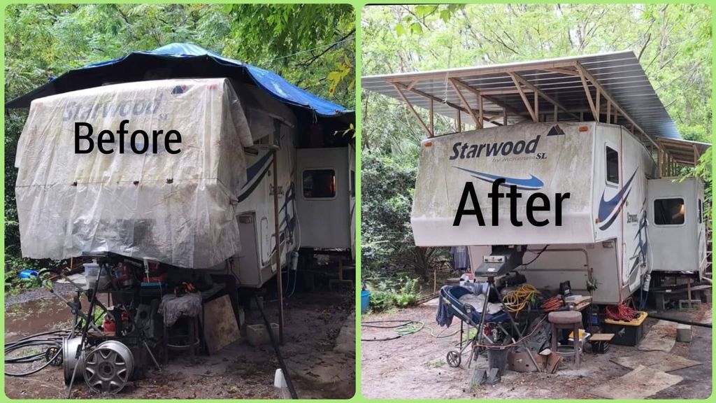 "RV to cabin" roof remodeling 