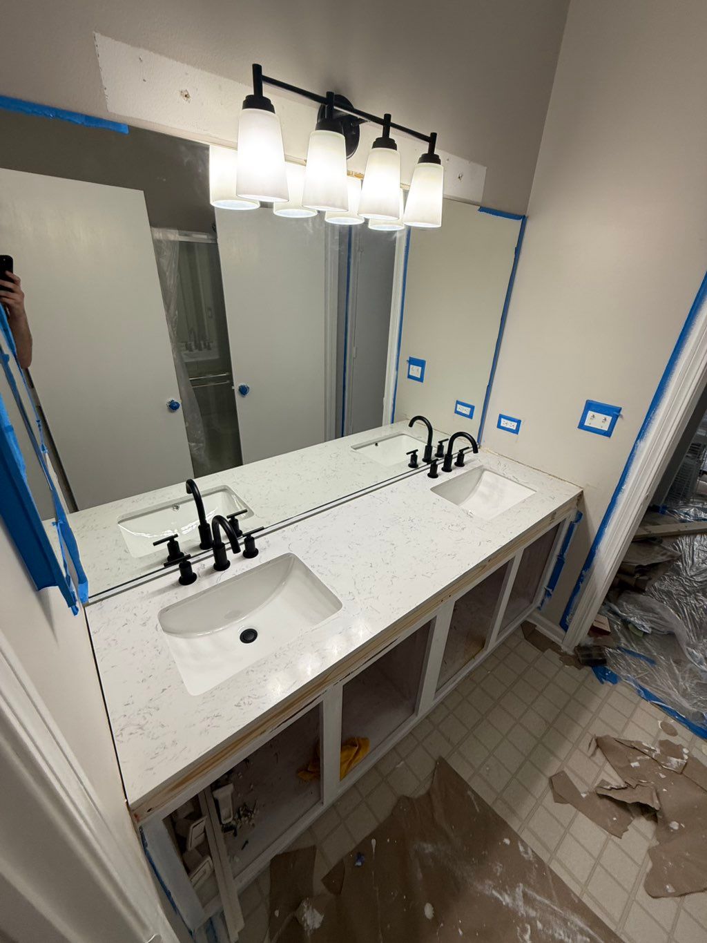 Setup vanity top with faucet
