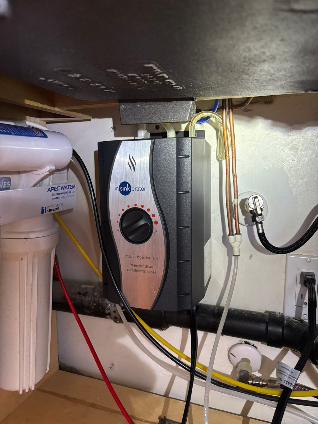 Instant hot water installation. 