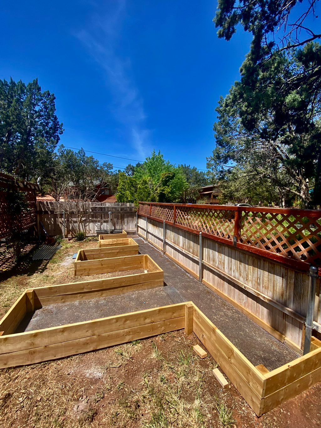 A custom shaped raised bed built for a client