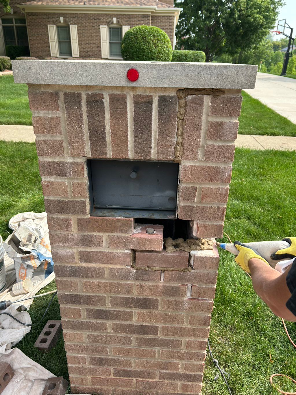 Brick replacements on mail box 