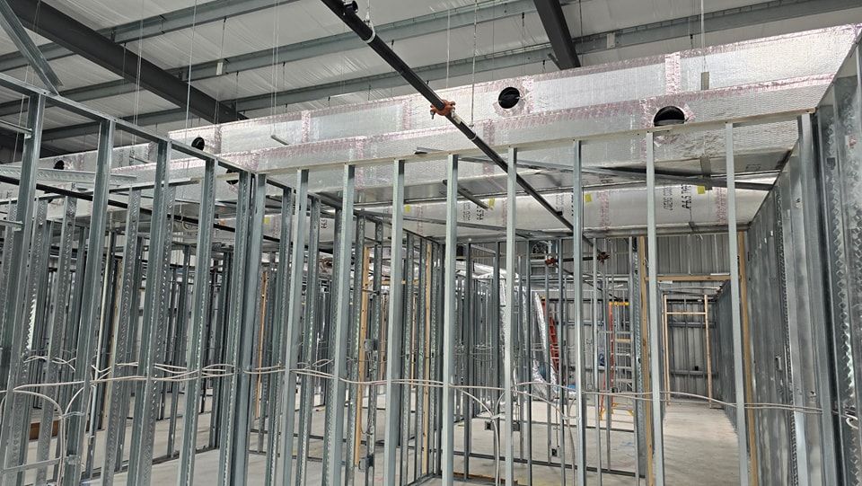 Commercial duct work on an industrial build