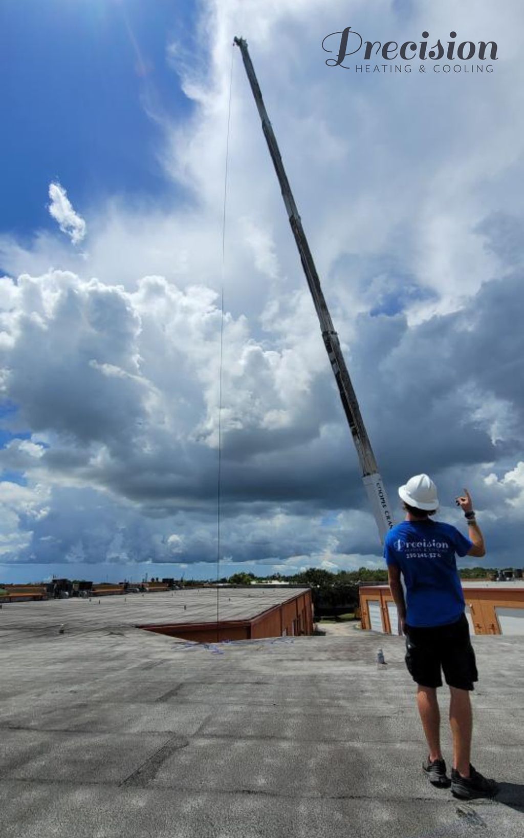 Our lead tech, Jack directing a crane carrying a u