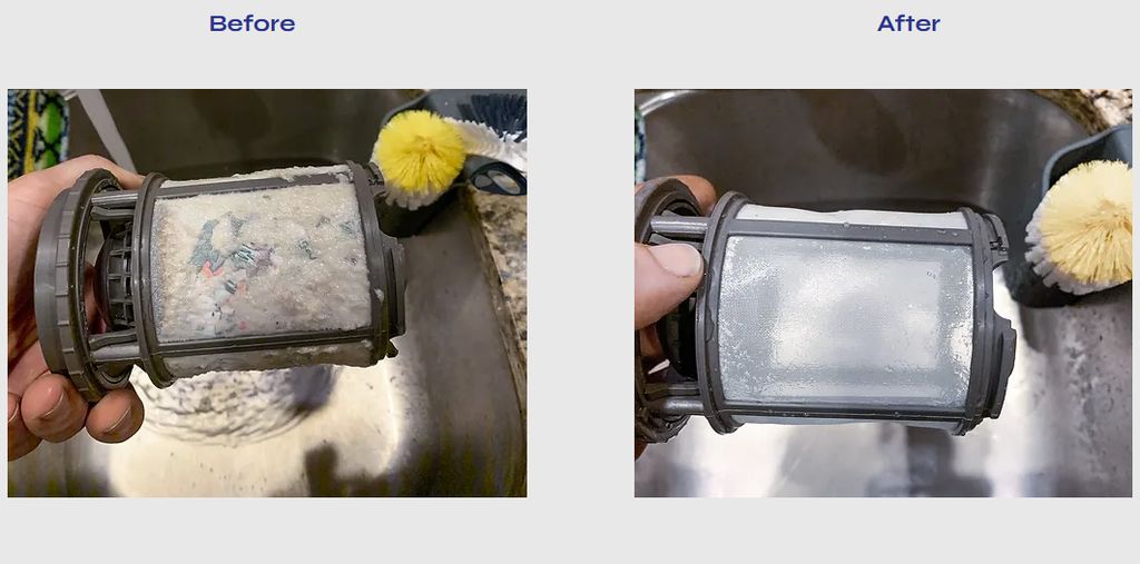 This is a dirty dishwasher filter that we cleaned 