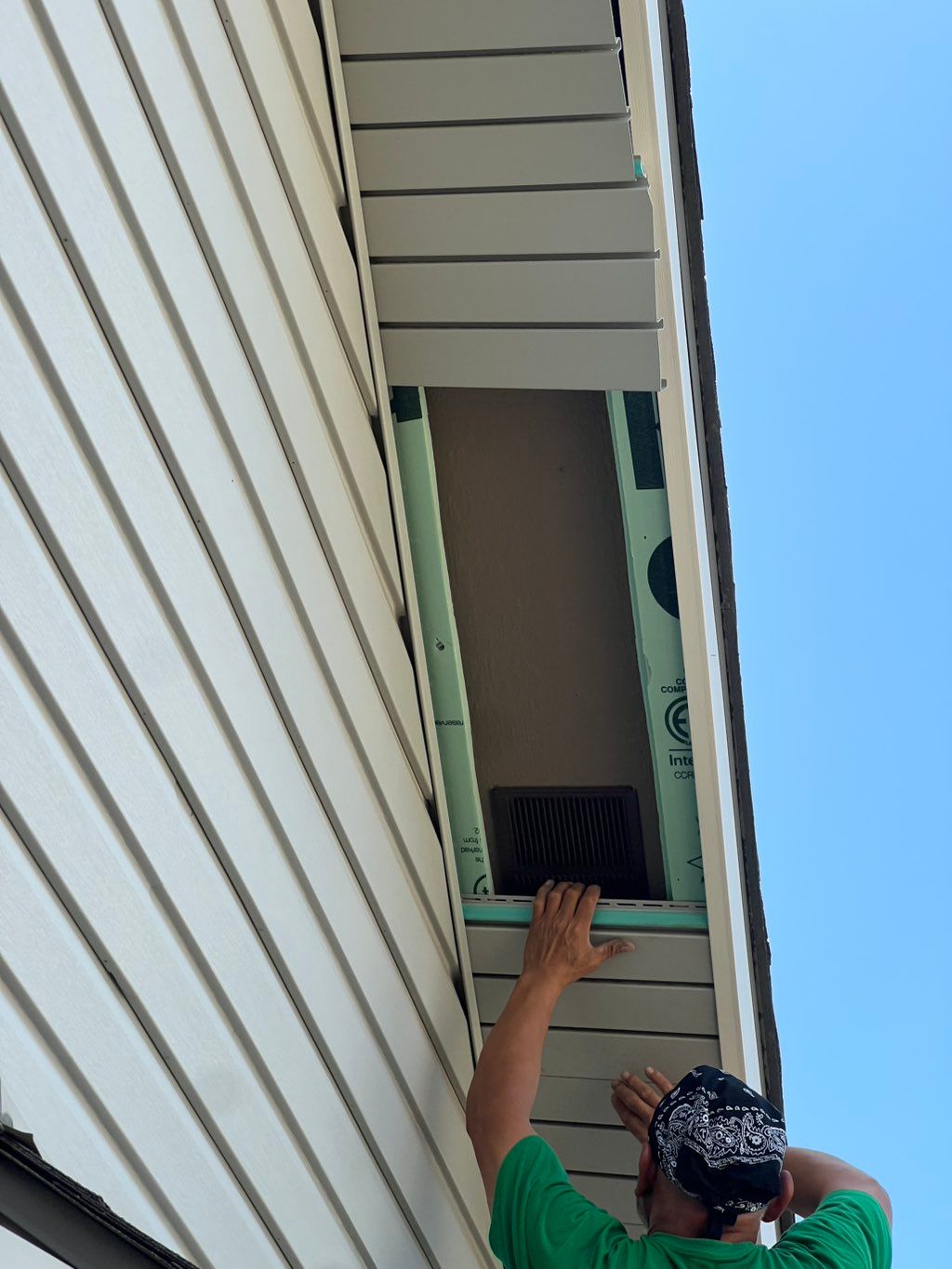 Siding soffit repair.