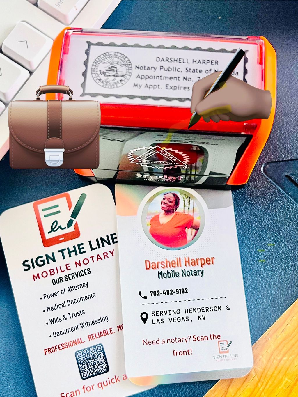 Fully equipped and ready to notarize on-site — you