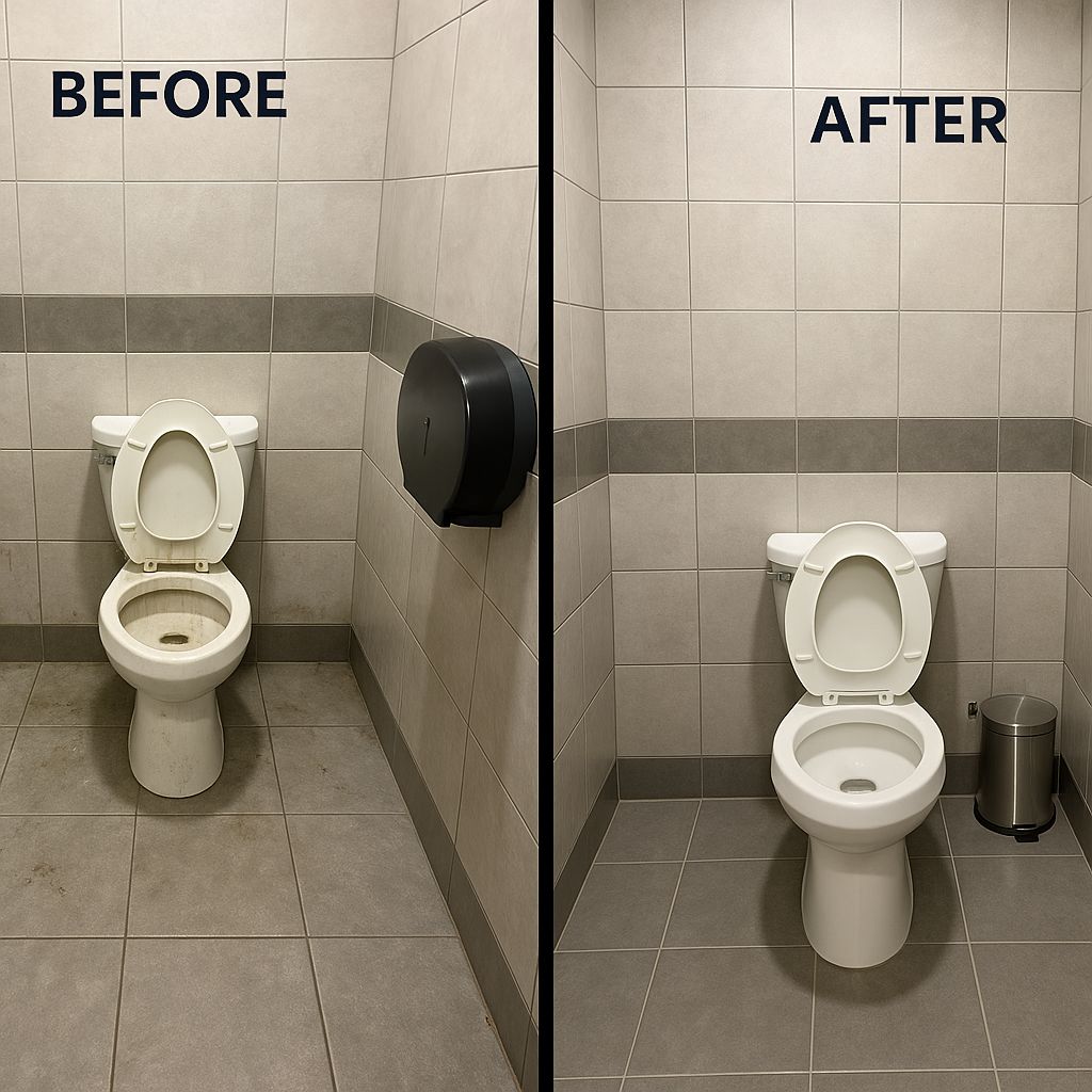 Restuarant client bathroom before and after
