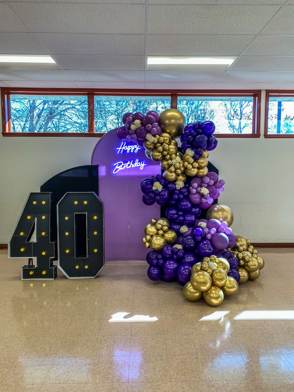 Purple and Gold Balloon Garland