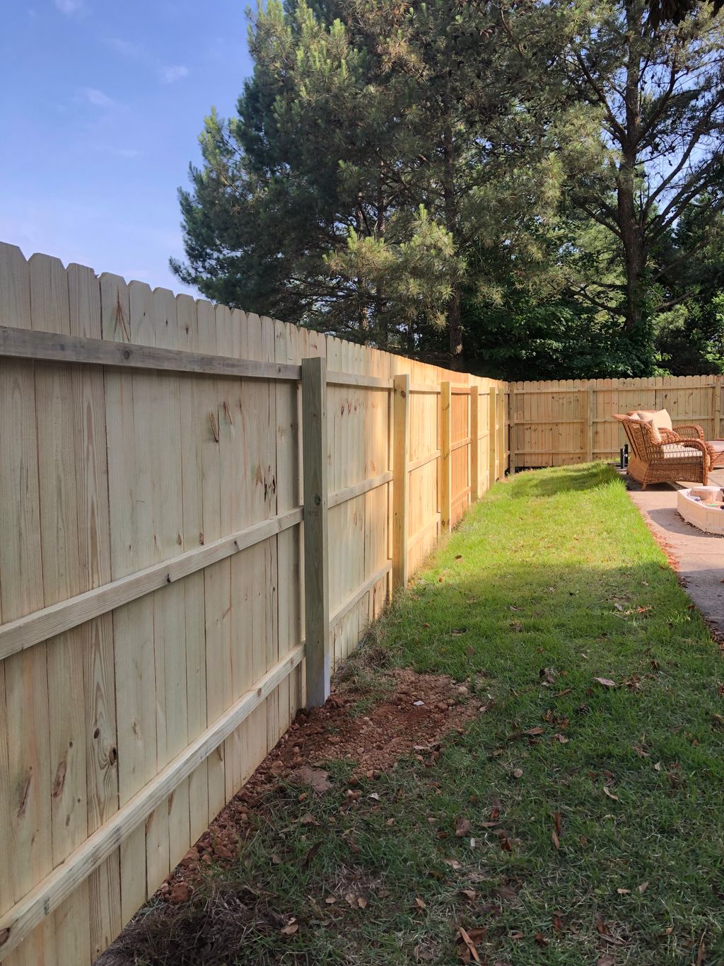 Wood fence for residential swimming area