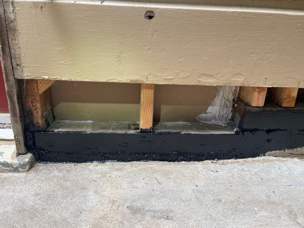 Waterproofed and repaired interior before the exte