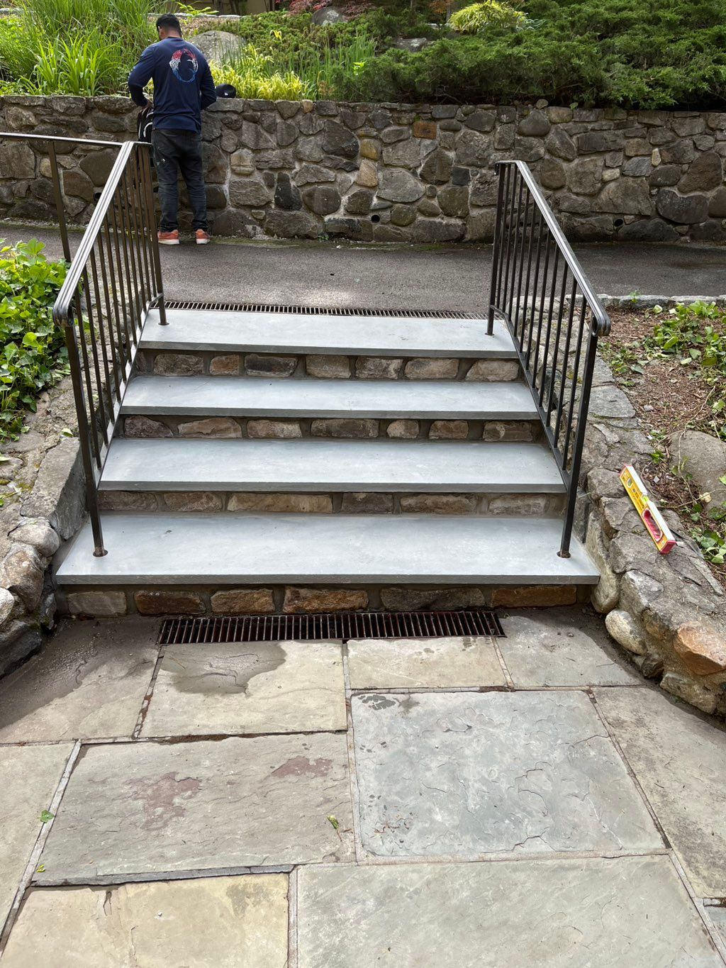 Custom 16” bluestone treads with a 20” wide landin