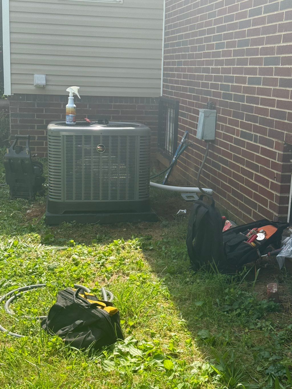 Getting new condenser unit ready 