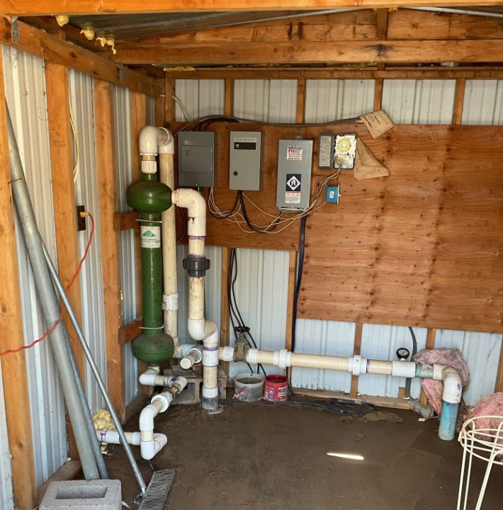 Leaking pipe repair in a shed