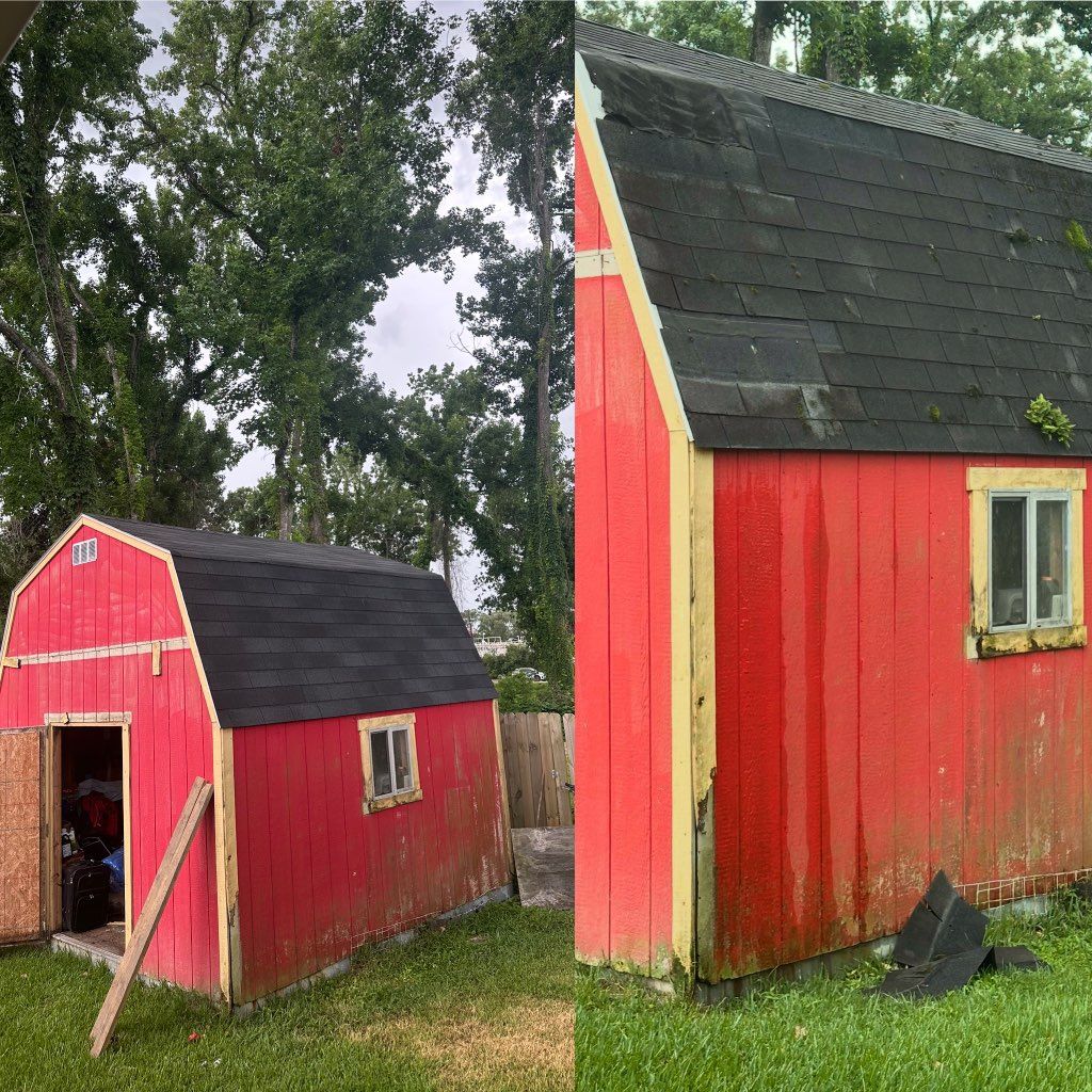 After and before of a shed roof. 