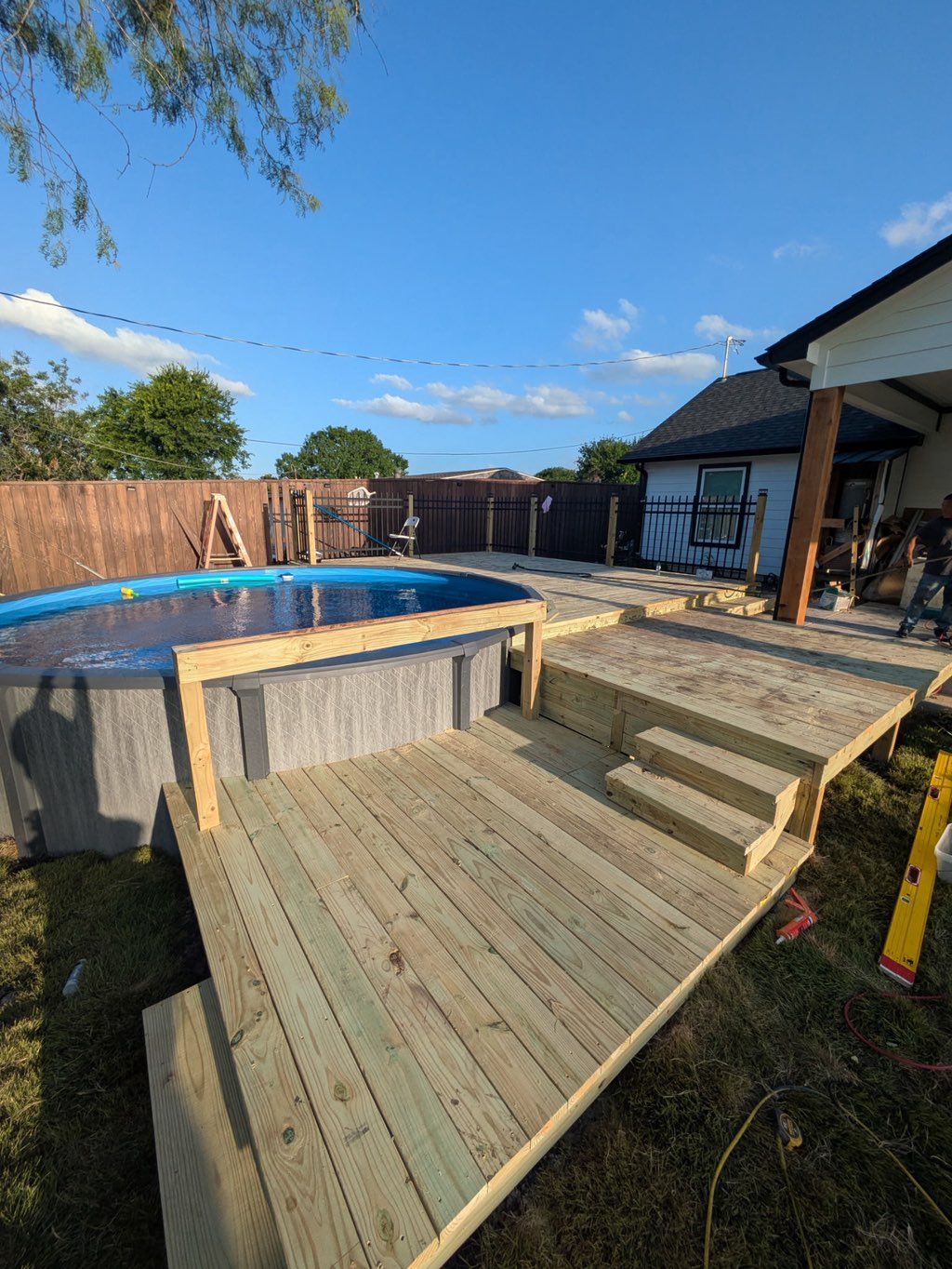 Deck addition that was completed to use around the