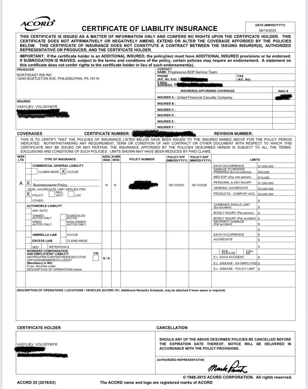 General Liability Insurance 
