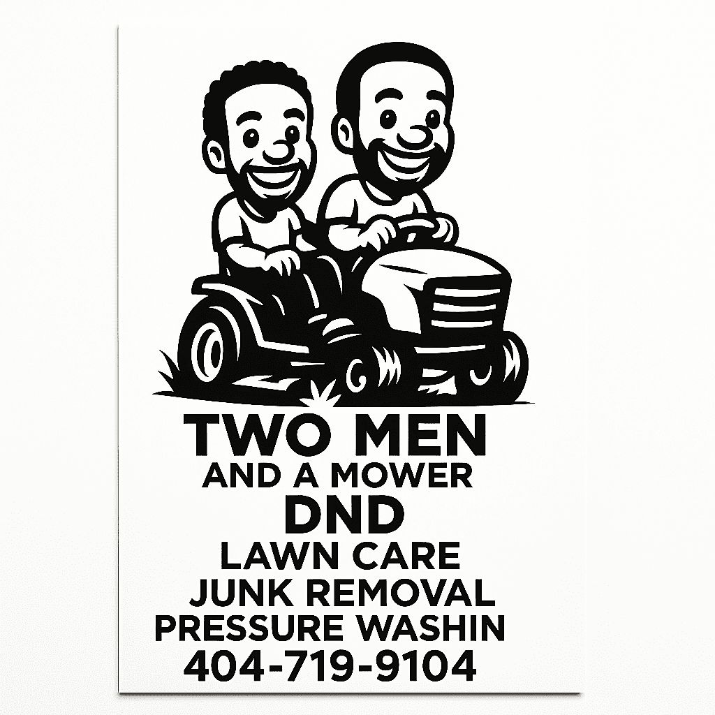 2 men and a mower