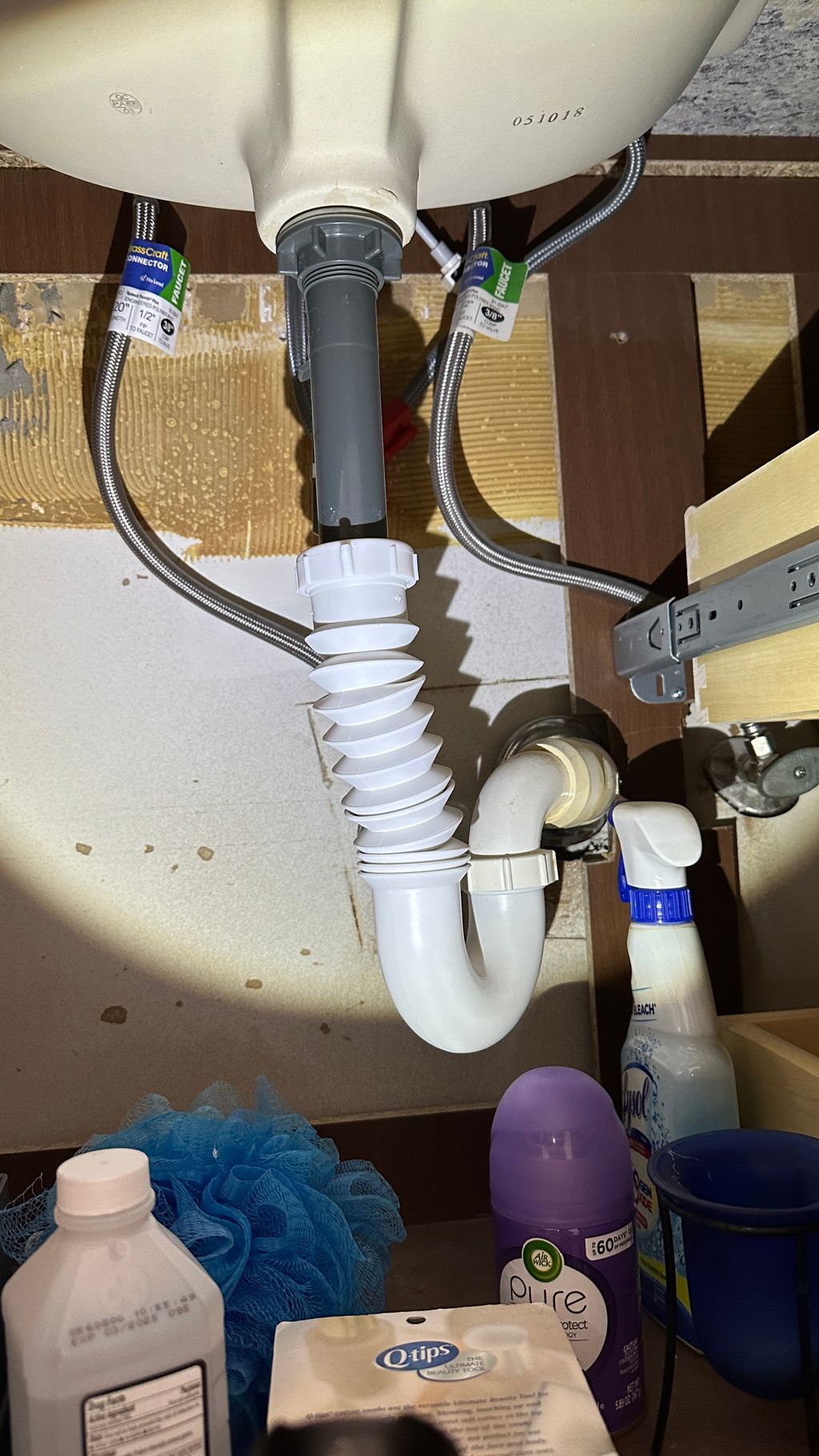 Working P-trap no leaks were seen