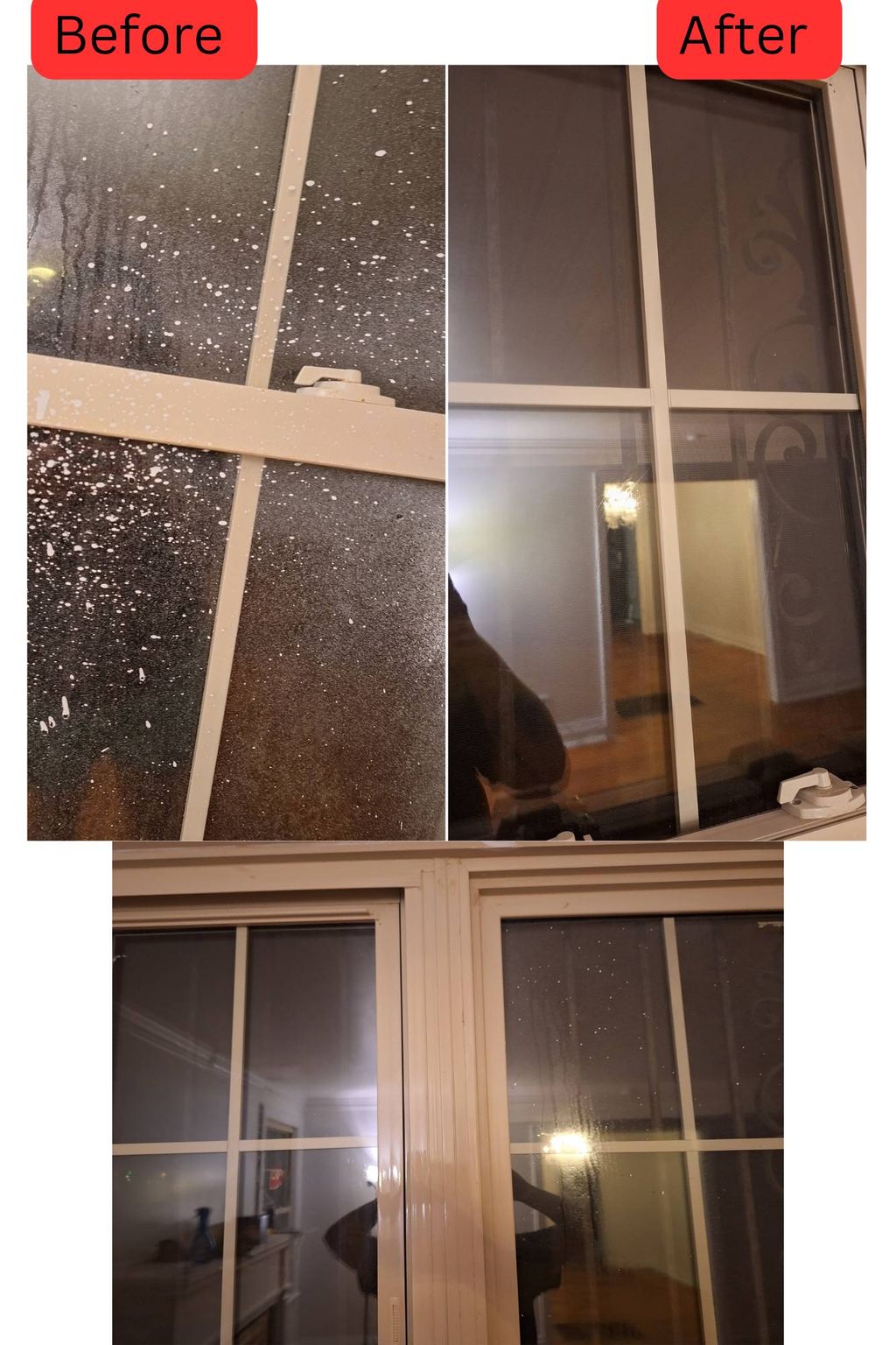 paint splattered windows...before and after 