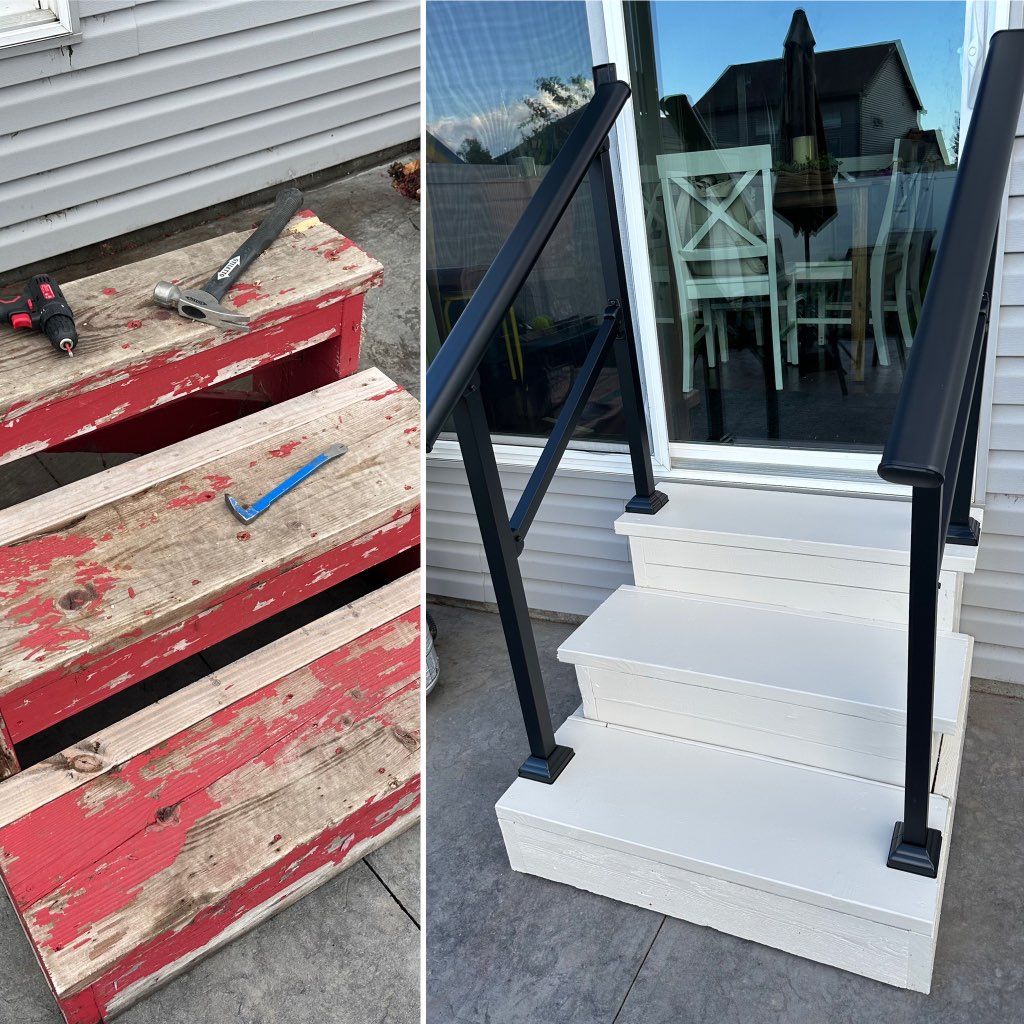 Refinishing old wooden stairs, painting, and handr