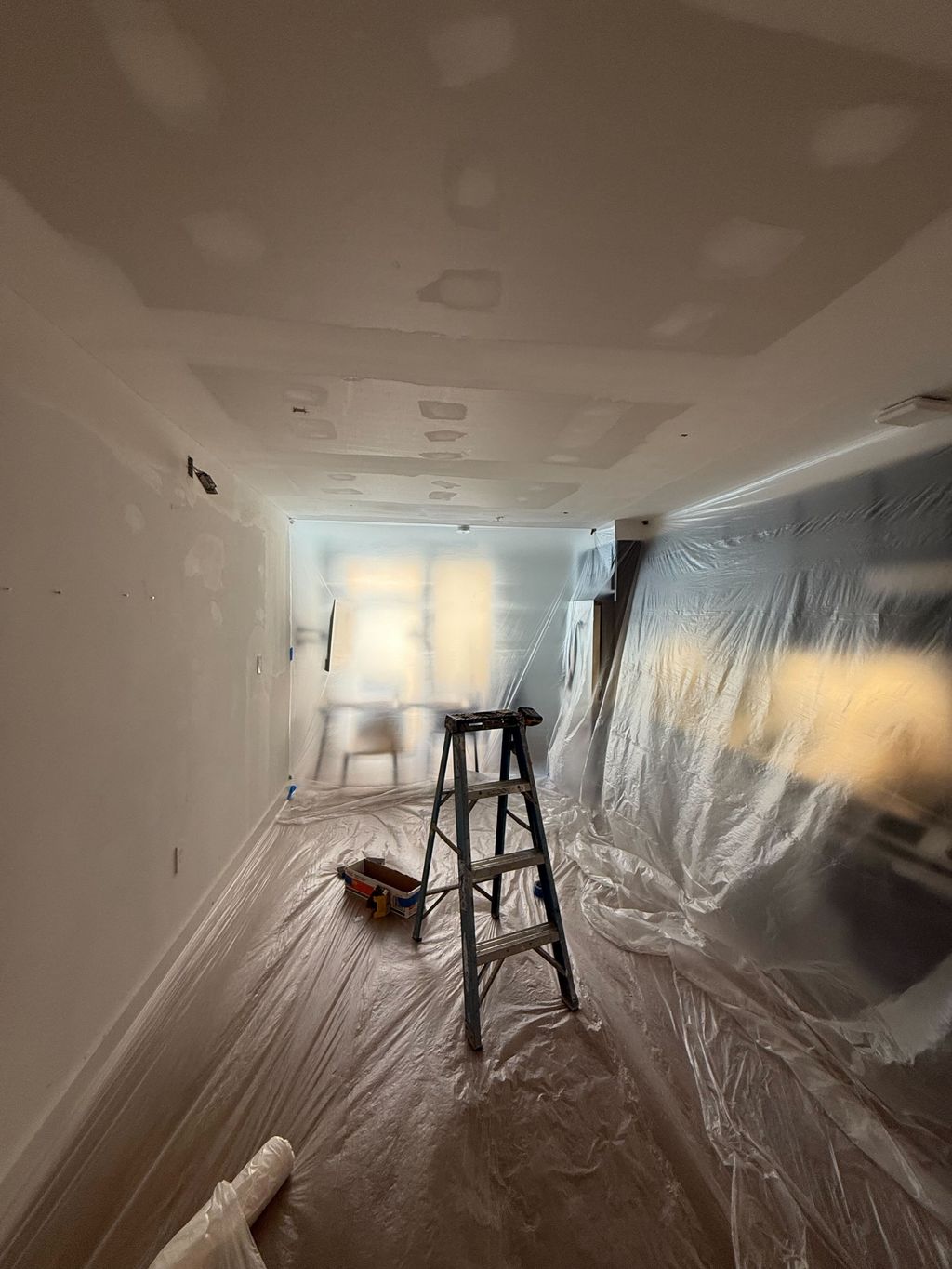 Leak repair, replaced ceiling drywall and lights.