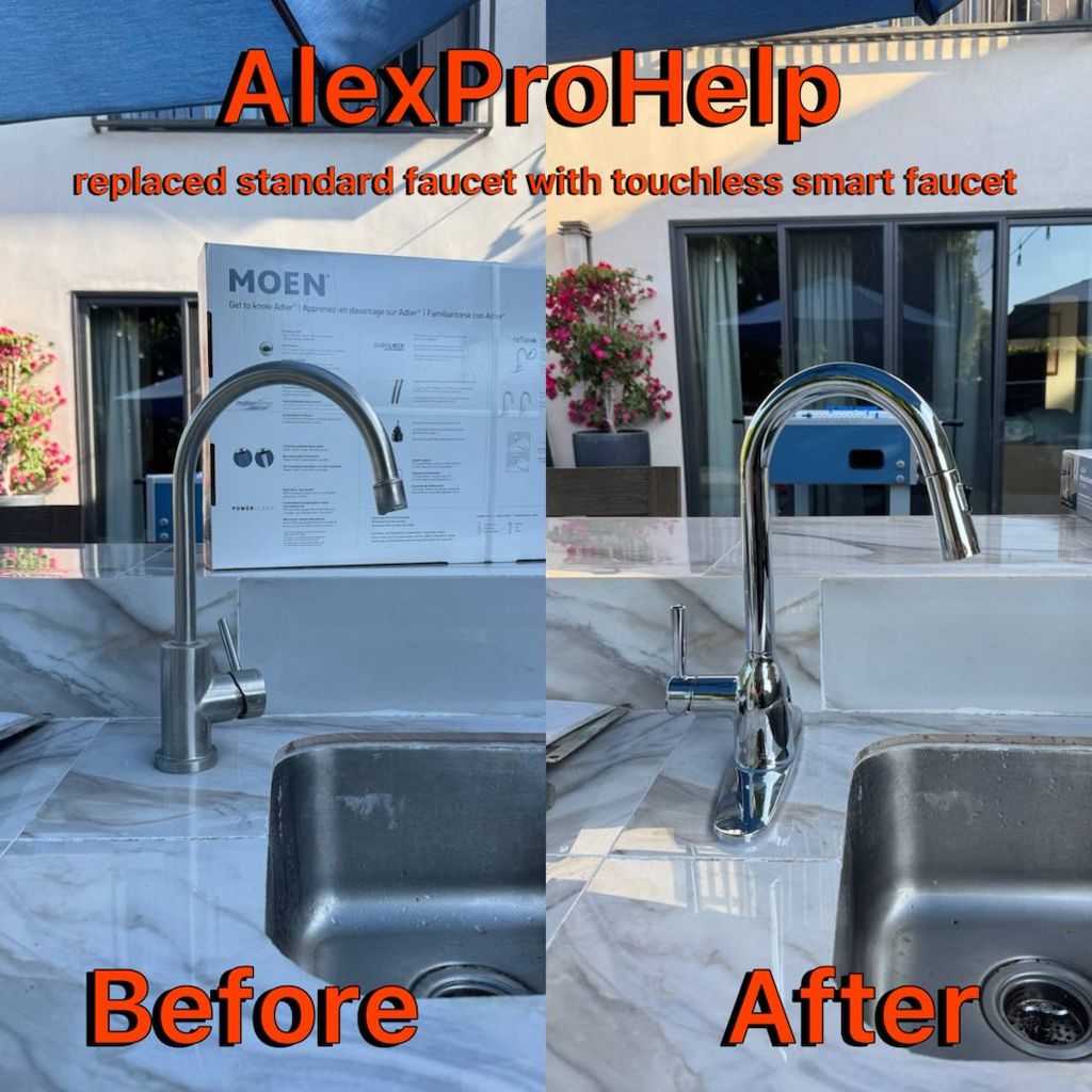 replaced standard faucet with touchless smart fauc