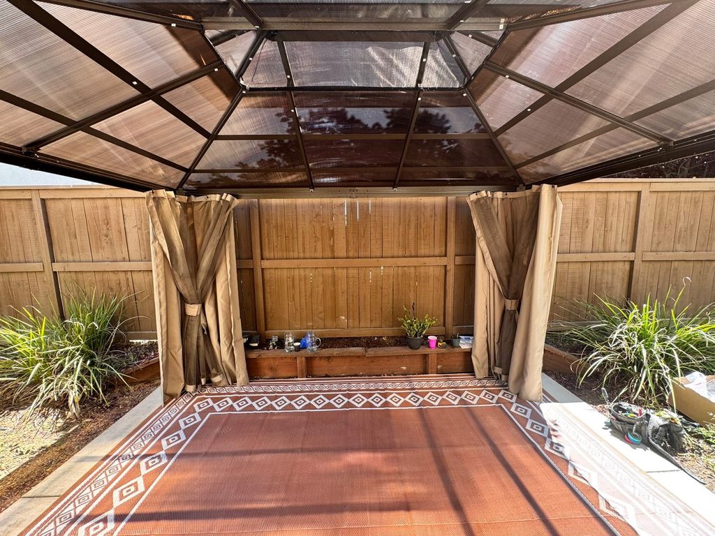 Installing a gazebo for a patio.